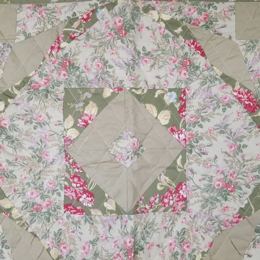 Patchwork‎ Pillow Sham KING Quilted Floral Cottage Farmhouse Shabby Country 1pc